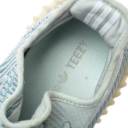 Pre Owned Yeezy x Adidas Blue/White Cotton Knit Boost 350 V2 'Cloud White' Sneakers Size 42.5