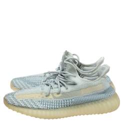 Pre Owned Yeezy x Adidas Blue/White Cotton Knit Boost 350 V2 'Cloud White' Sneakers Size 42.5
