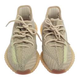 Pre Owned Yeezy x Adidas Green Citrin Cotton Knit 350 V2 NR Sneakers Size 42.5