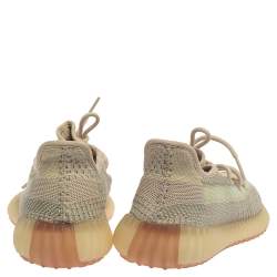 Pre Owned Yeezy x Adidas Green Citrin Cotton Knit 350 V2 NR Sneakers Size 42.5