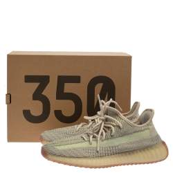 Pre Owned Yeezy x Adidas Green Citrin Cotton Knit 350 V2 NR Sneakers Size 42.5