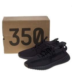 Pre Owned Yeezy x Adidas Dark Grey Cotton Knit Boost 350 V2 Cinder Sneakers Size 42