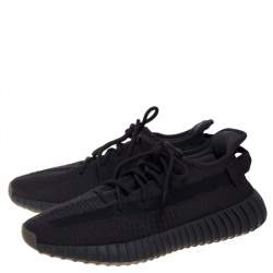 Pre Owned Yeezy x Adidas Dark Grey Cotton Knit Boost 350 V2 Cinder Sneakers Size 42