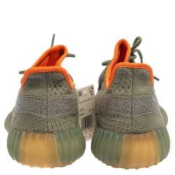Pre Owned حذاء رياضي ييزي  x أديداس "بوست 350 ڨي2 ديزيرت ساغ" تريكو أخضر و رصاصي مقاس 45 1/3