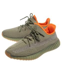 Pre Owned حذاء رياضي ييزي  x أديداس "بوست 350 ڨي2 ديزيرت ساغ" تريكو أخضر و رصاصي مقاس 45 1/3