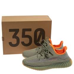 Pre Owned حذاء رياضي ييزي  x أديداس "بوست 350 ڨي2 ديزيرت ساغ" تريكو أخضر و رصاصي مقاس 45 1/3