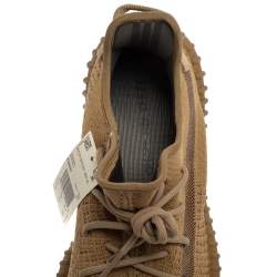 Pre Owned Yeezy x Adidas Brown Knit and Mesh Boost 350 V2 Earth Sneakers Size 45 1/3
