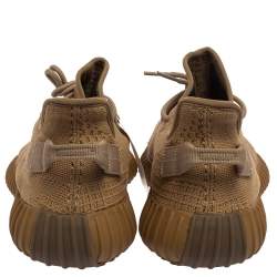 Pre Owned Yeezy x Adidas Brown Knit and Mesh Boost 350 V2 Earth Sneakers Size 45 1/3