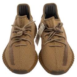 Pre Owned Yeezy x Adidas Brown Knit and Mesh Boost 350 V2 Earth Sneakers Size 45 1/3