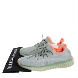 Pre Owned Yeezy x adidas Green Knit Fabric Boost 350 V2 Desert Sage Sneakers Size 42 2/3