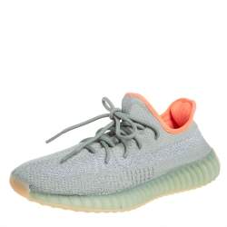 Pre Owned Yeezy x adidas Green Knit Fabric Boost 350 V2 Desert Sage Sneakers Size 42 2/3