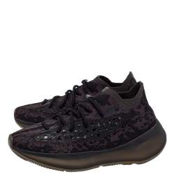 Pre Owned Yeezy x adidas Black/Grey Knit Fabric Boost 380 Onyx Sneakers Size 42 2/3