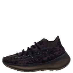 Pre Owned Yeezy x adidas Black/Grey Knit Fabric Boost 380 Onyx Sneakers Size 42 2/3