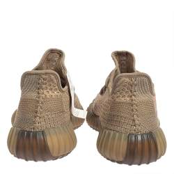 Pre Owned Yeezy x Adidas Brown Knit Fabric Boost 350 V2 Sand Taupe Sneakers Size 42 2/3