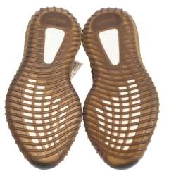 Pre Owned Yeezy x Adidas Brown Knit Fabric Boost 350 V2 Sand Taupe Sneakers Size 42 2/3