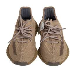 مملوكة مسبقًا Yeezy x adidas Brown Knit Fabric Boost 350 V2 Earth Sneakers Size 38 2/3