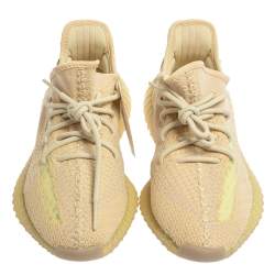 Pre Owned Yeezy Flax Cotton Knit Boost 350 V2 Sneakers Size 42 2/3