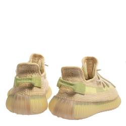 Pre Owned Yeezy Flax Cotton Knit Boost 350 V2 Sneakers Size 42 2/3