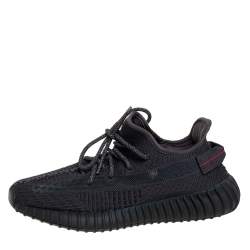 Pre Owned Yeezy x Adidas Black Knit Fabric Boost 350 V2 Low Top Sneakers Size 42 2/3