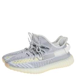 Pre Owned Yeezy x adidas White/Grey Knit Fabric Boost 350 V2 Static Non Reflective Sneakers Size 44 2/3