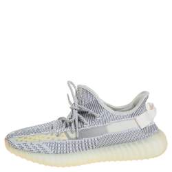 Pre Owned Yeezy x adidas White/Grey Knit Fabric Boost 350 V2 Static Non Reflective Sneakers Size 44 2/3