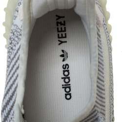 Pre Owned Yeezy x adidas White/Grey Knit Fabric Boost 350 V2 Static Non Reflective Sneakers Size 44 2/3