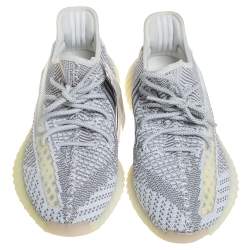 Pre Owned Yeezy x adidas White/Grey Knit Fabric Boost 350 V2 Static Non Reflective Sneakers Size 44 2/3