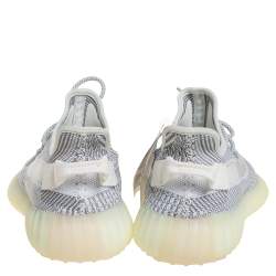 Pre Owned Yeezy x adidas White/Grey Knit Fabric Boost 350 V2 Static Non Reflective Sneakers Size 44 2/3