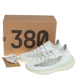 Pre Owned Yeezy x adidas Mint Green Knit Fabric Boost 380 Calcite Glow Sneakers Size 44