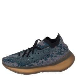 Pre Owned Yeezy x adidas Blue/Grey Knit Fabric Boost 380 Covellite Low Top Sneakers Size 41 1/3