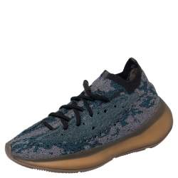 Pre Owned Yeezy x adidas Blue/Grey Knit Fabric Boost 380 Covellite Low Top Sneakers Size 41 1/3