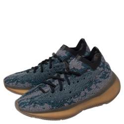 Pre Owned Yeezy x adidas Blue/Grey Knit Fabric Boost 380 Covellite Low Top Sneakers Size 41 1/3