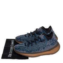 Pre Owned Yeezy x adidas Blue/Grey Knit Fabric Boost 380 Covellite Low Top Sneakers Size 46 2/3