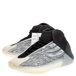 Pre Owned Yeezy x adidas Grey/Black Mesh And Neoprene QNTM High Top Sneakers Size 43 1/3