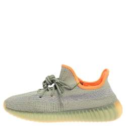 Pre Owned Yeezy x adidas Grey Knit Fabric Boost 350 V2 Desert Sage Sneakers Size 42 2/3