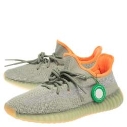 Pre Owned Yeezy x adidas Grey Knit Fabric Boost 350 V2 Desert Sage Sneakers Size 42 2/3