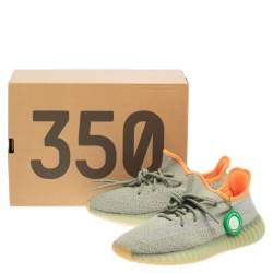 Pre Owned Yeezy x adidas Grey Knit Fabric Boost 350 V2 Desert Sage Sneakers Size 42 2/3