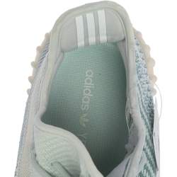 Pre Owned Yeezy x Adidas White/Blue Knit Fabric Boost 350 V2 Cloud White Sneakers Size 44 2/3