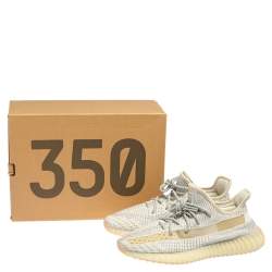 Pre Owned حذاء رياضي اديداس X ييزي بوست 350 V2 لوندمارك قماش تريكو رصاصي/كريمي مقاس 44