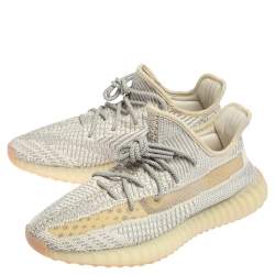 Pre Owned حذاء رياضي اديداس X ييزي بوست 350 V2 لوندمارك قماش تريكو رصاصي/كريمي مقاس 44