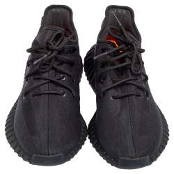 Pre Owned Yeezy x Adidas Black Mesh 350 V2 Mono Cinder Low Top Sneakers Size 44