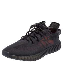 Pre Owned Yeezy x Adidas Black Mesh 350 V2 Mono Cinder Low Top Sneakers Size 44