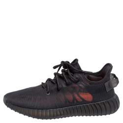 Pre Owned Yeezy x Adidas Black Mesh 350 V2 Mono Cinder Low Top Sneakers Size 44