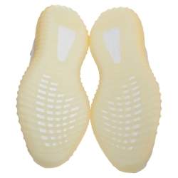 Pre Owned Adidas x Yeezy White/Yellow Knit Fabric Boost 350 V2 Abez Reflective Low Top Sneakers Size 40 2/3