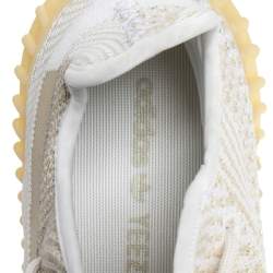 Pre Owned Adidas x Yeezy White/Yellow Knit Fabric Boost 350 V2 Abez Reflective Low Top Sneakers Size 40 2/3