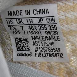 Pre Owned Adidas x Yeezy White/Yellow Knit Fabric Boost 350 V2 Abez Reflective Low Top Sneakers Size 40 2/3