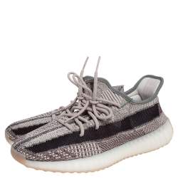 مملوكة مسبقًا حذاء رياضي ييزي x أديداس بوست 350 ڨي2 زيون قماش تريكو بني/رصاصي مقاس 43 1/3
