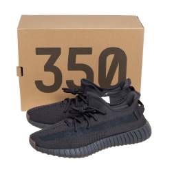 Pre Owned Yeezy x Adidas Dark Grey Knit Fabric Boost 350 V2 Cinder Sneakers Size 44 2/3