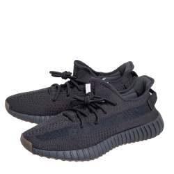 Pre Owned Yeezy x Adidas Dark Grey Knit Fabric Boost 350 V2 Cinder Sneakers Size 44 2/3