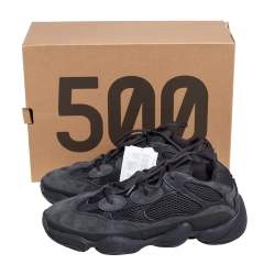Pre Owned Yeezy x Adidas Black Mesh, Suede And Leather 500 Utility Black Sneakers Size 43 1/3